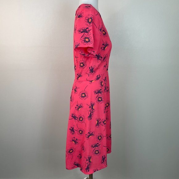 Gap A-Line Dress 2 Pink Blue Floral Sundress Short Sleeve V-Neck Women's - Picture 6 of 11